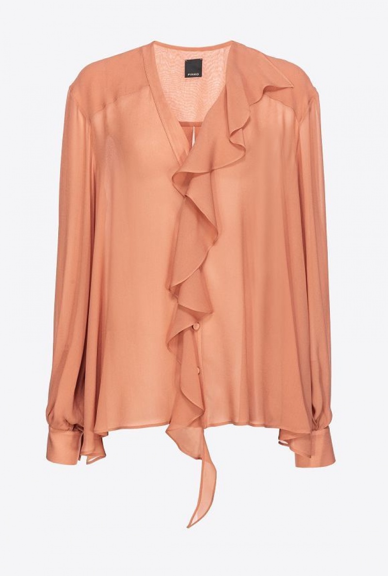 Pinko Blouse With Ruffled Detailing TERRACOTTA PINK | SN-PKO33193