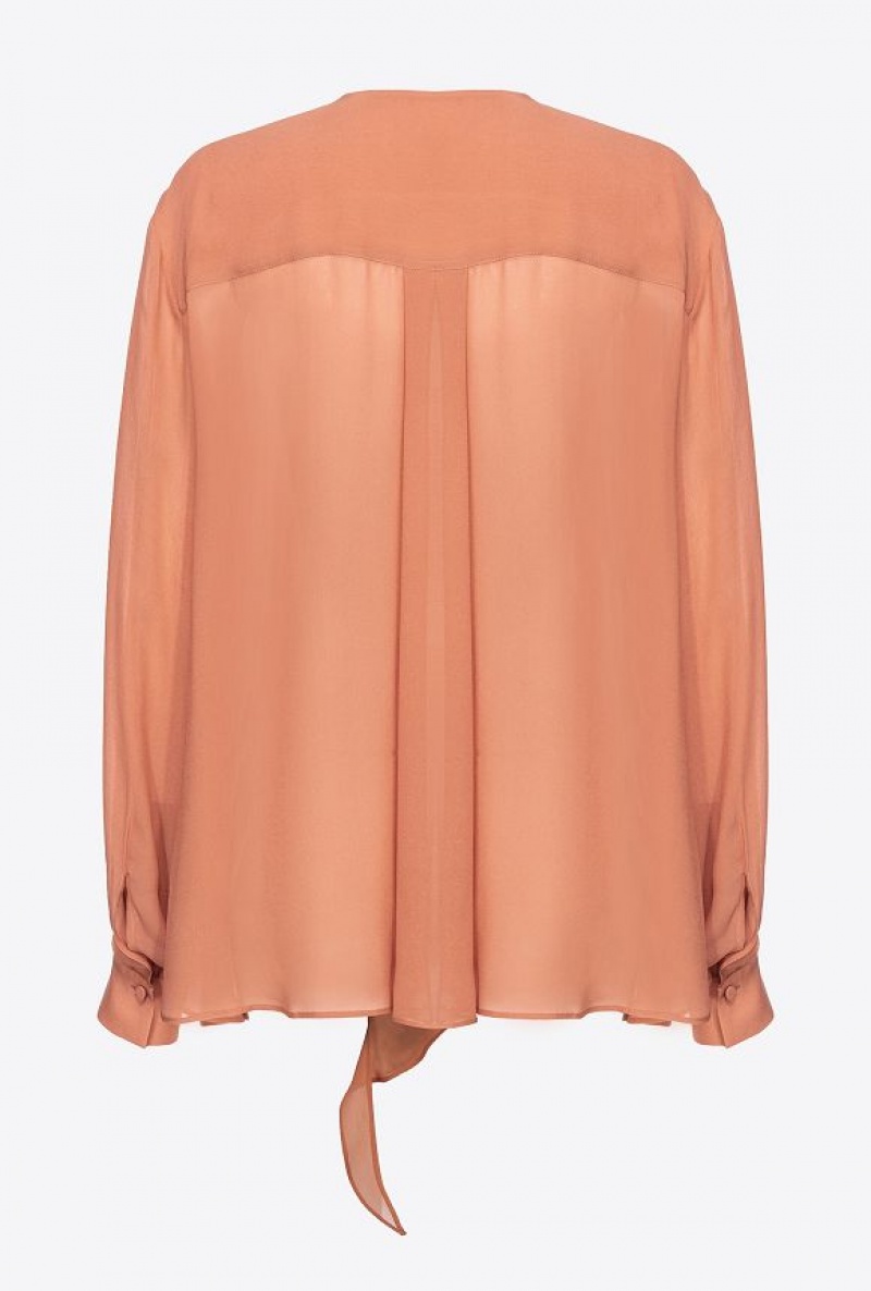 Pinko Blouse With Ruffled Detailing TERRACOTTA PINK | SN-PKO33193