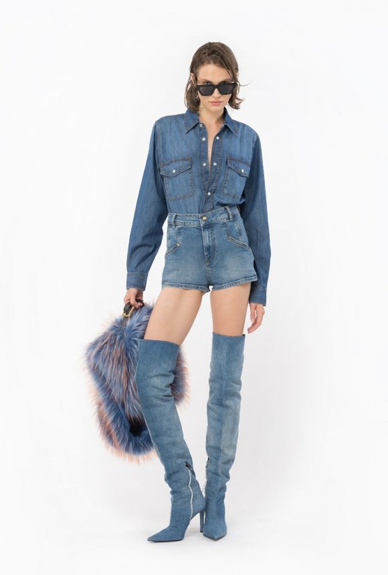 Pinko Blue Denim Shirt MID WASH | SN-PKO33156