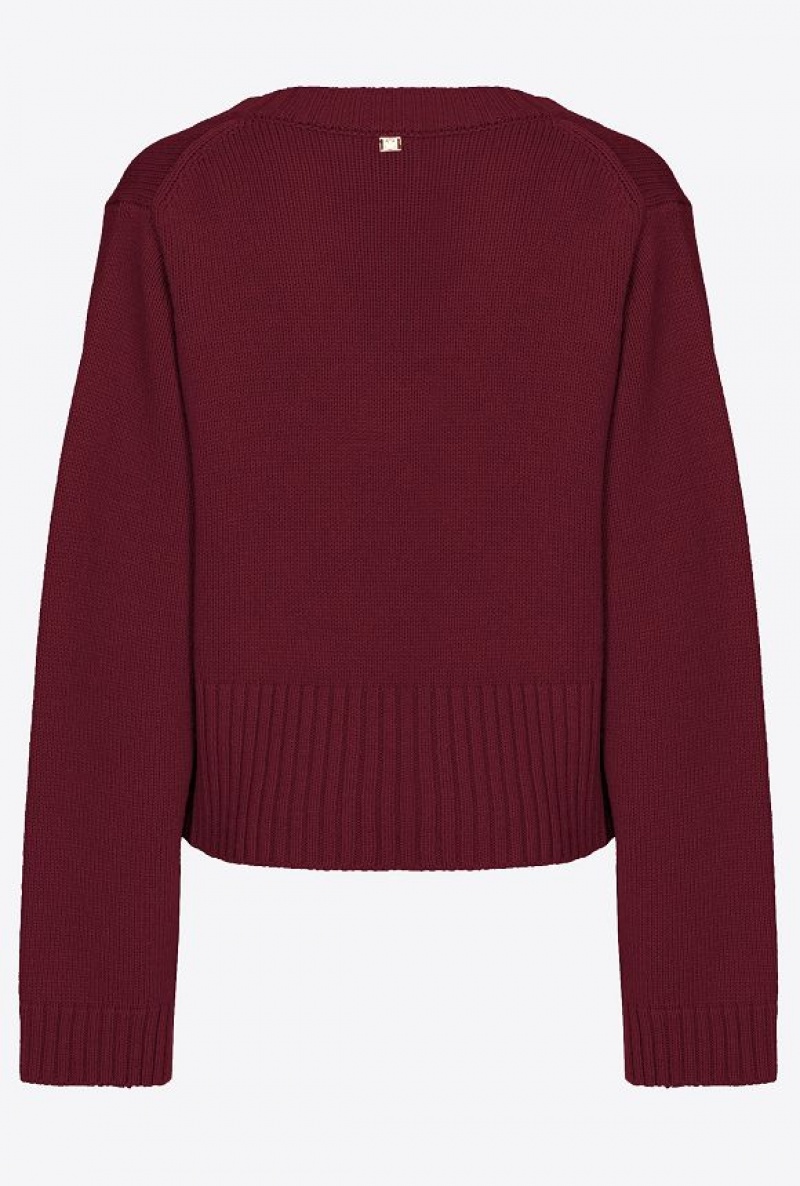 Pinko Boxy Cashmere-blend Sweater BURGUNDY-PORT ROYALE | SN-PKO33394