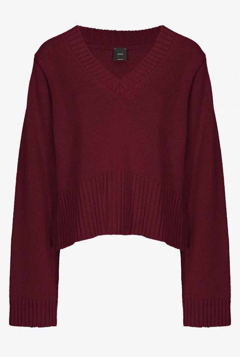 Pinko Boxy Cashmere-blend Sweater BURGUNDY-PORT ROYALE | SN-PKO33394