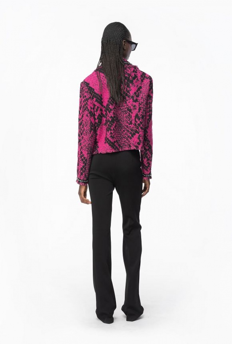 Pinko Boxy Jacquard Jacket With Snake Motif FUCHSIA/BLACK | SN-PKO33955