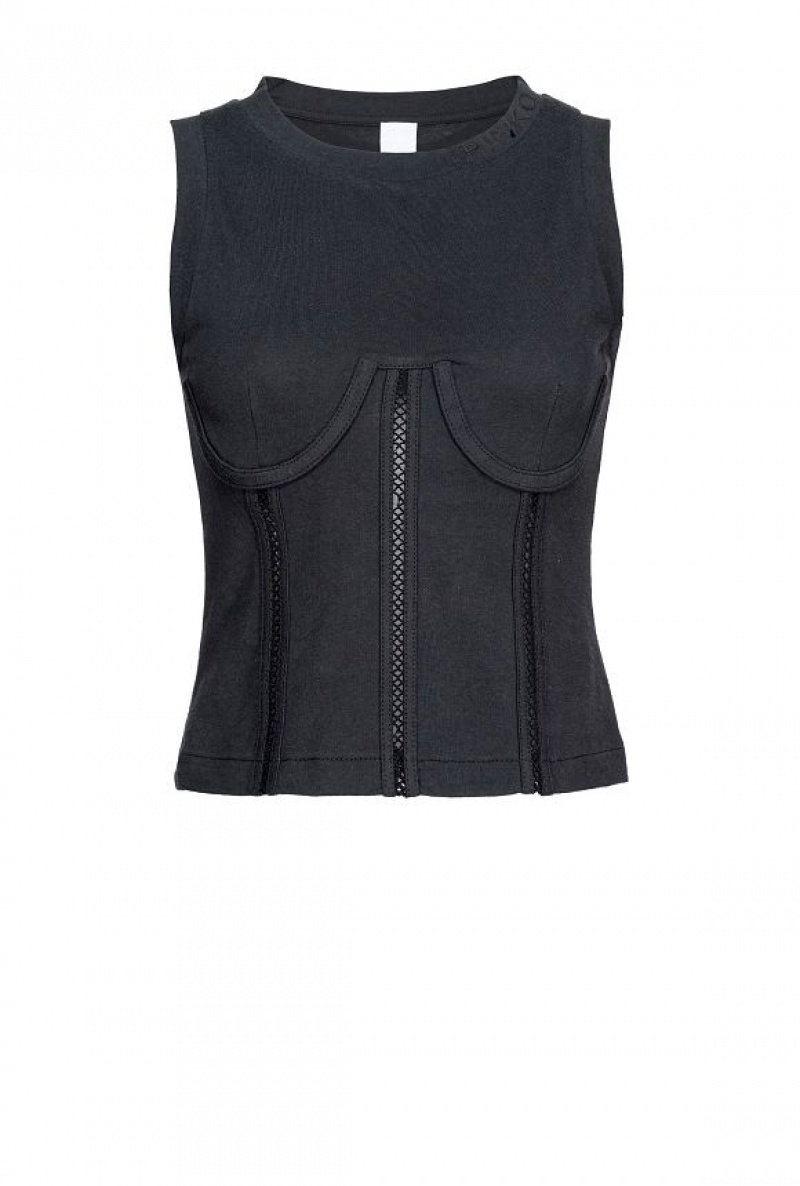 Pinko Bustier-effect Jersey Top LIMO BLACK | SN-PKO33339