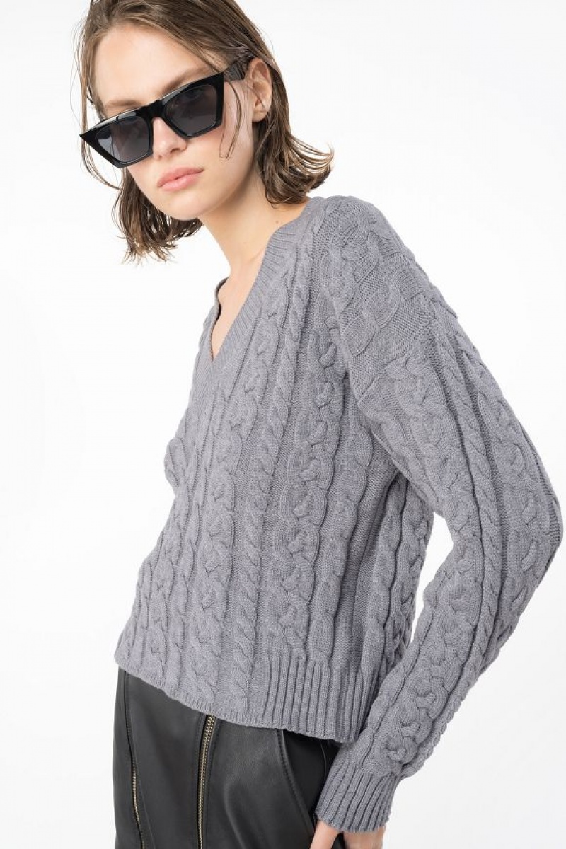 Pinko Cable-knit Sweater ROCK GREY | SN-PKO33533