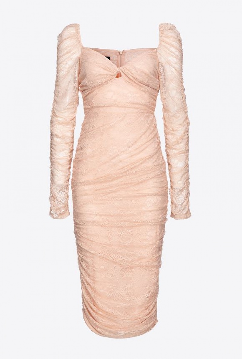 Pinko Calf-length Lace Dress CAMEO PINK | SN-PKO33106