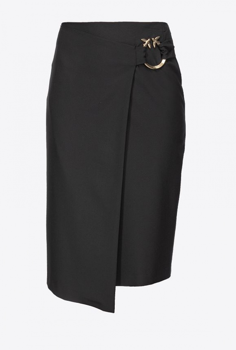 Pinko Calf-length Skirt With Piercing Buckle LIMO BLACK | SN-PKO34094