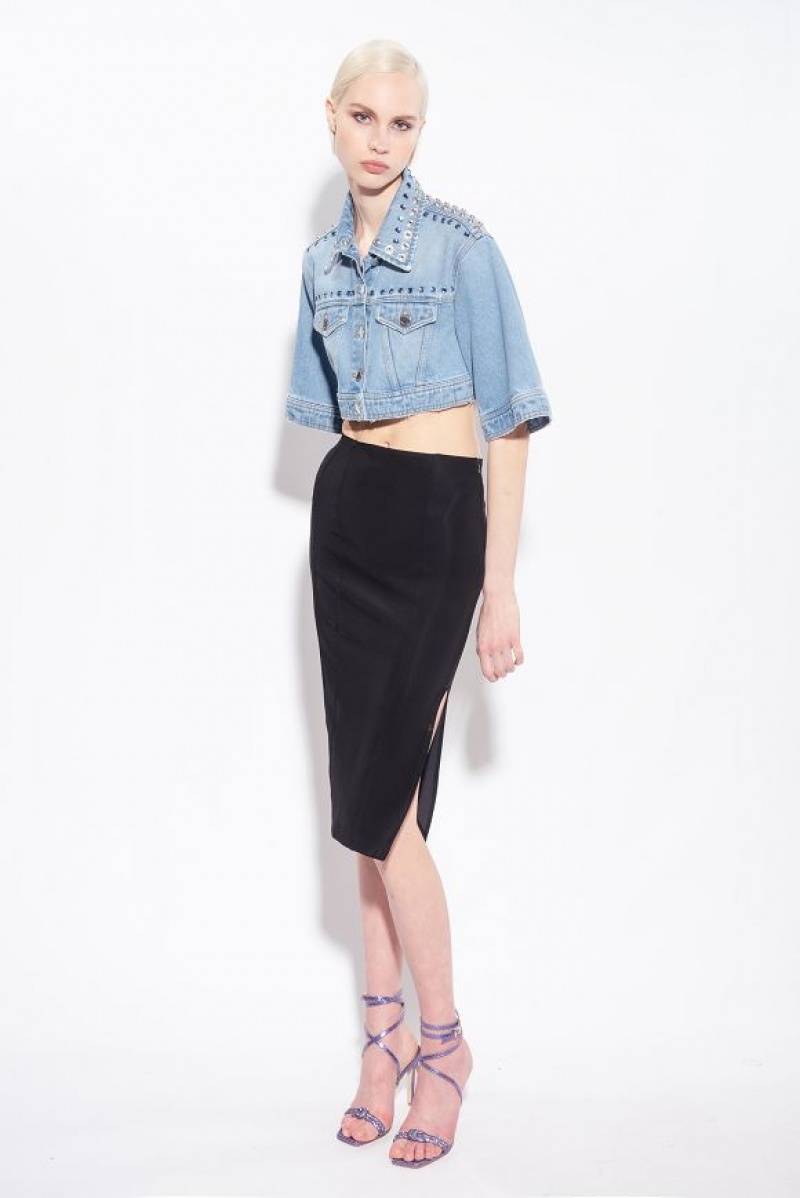 Pinko Calf-length Skirt With Slit LIMO BLACK | SN-PKO34047