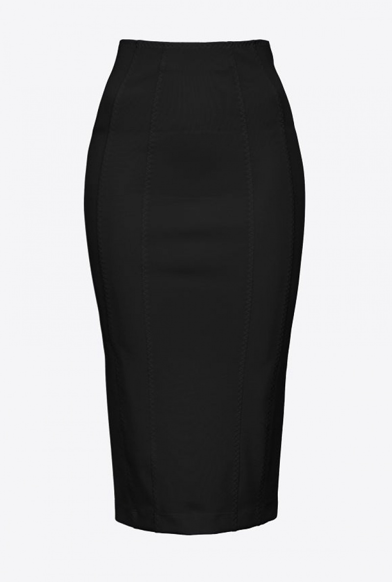 Pinko Calf-length Skirt With Slit LIMO BLACK | SN-PKO34047