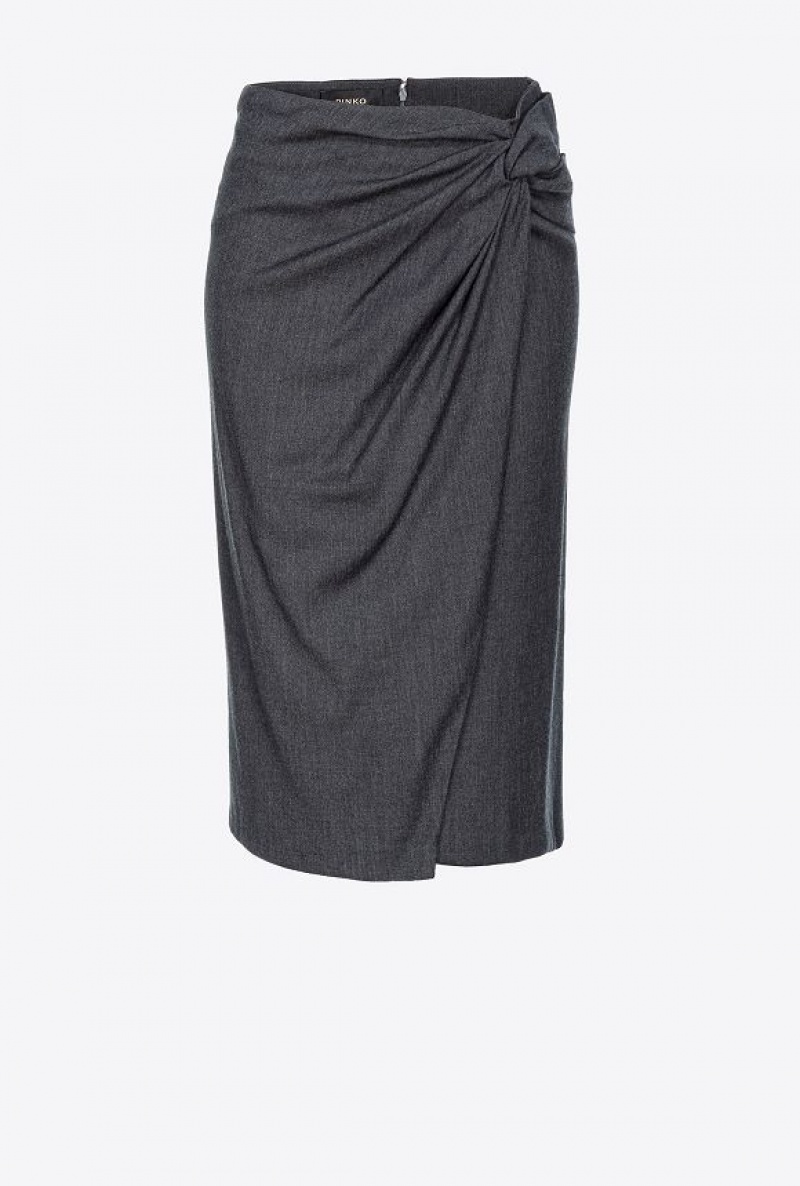 Pinko Calf-length Skirt With Twist Detail DARK GREY | SN-PKO33814