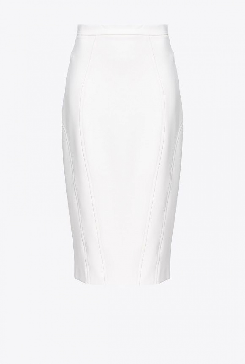 Pinko Calf-length Stretch Crepe Skirt SNOW WHITE | SN-PKO33940