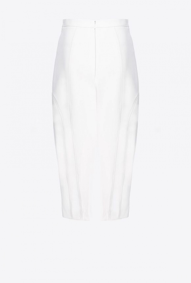 Pinko Calf-length Stretch Crepe Skirt SNOW WHITE | SN-PKO33940