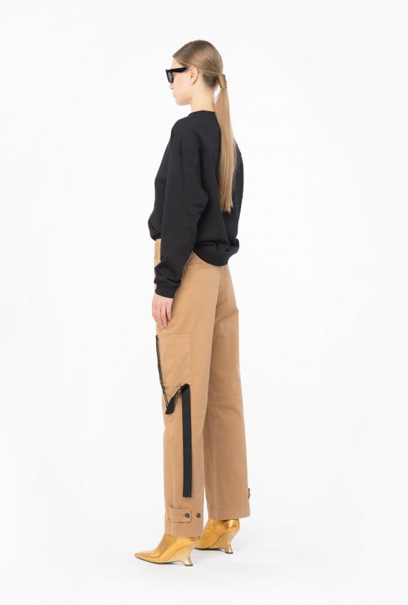 Pinko Cargo Trousers With Ribbon MOCHA CAMEL | SN-PKO33759