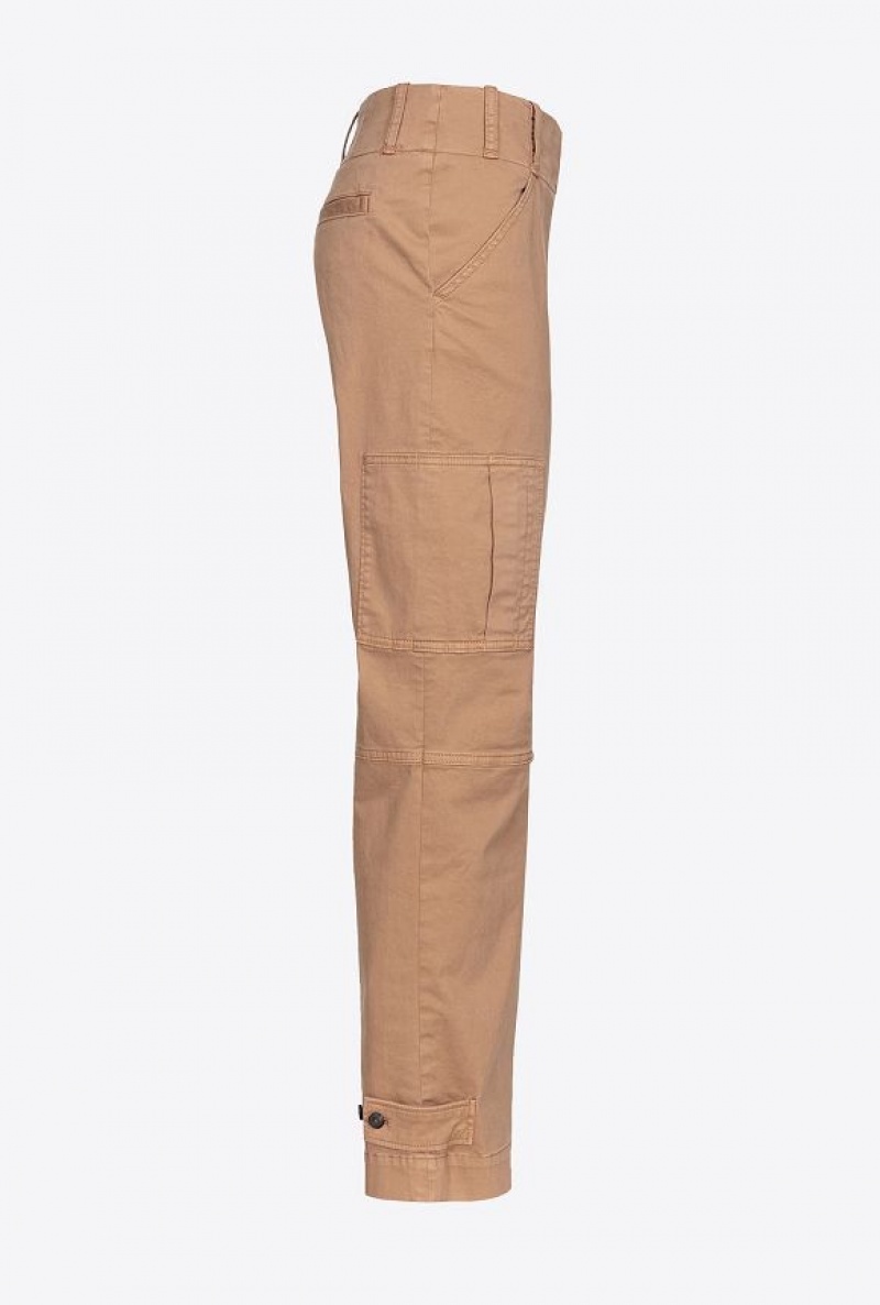 Pinko Cargo Trousers With Ribbon MOCHA CAMEL | SN-PKO33759