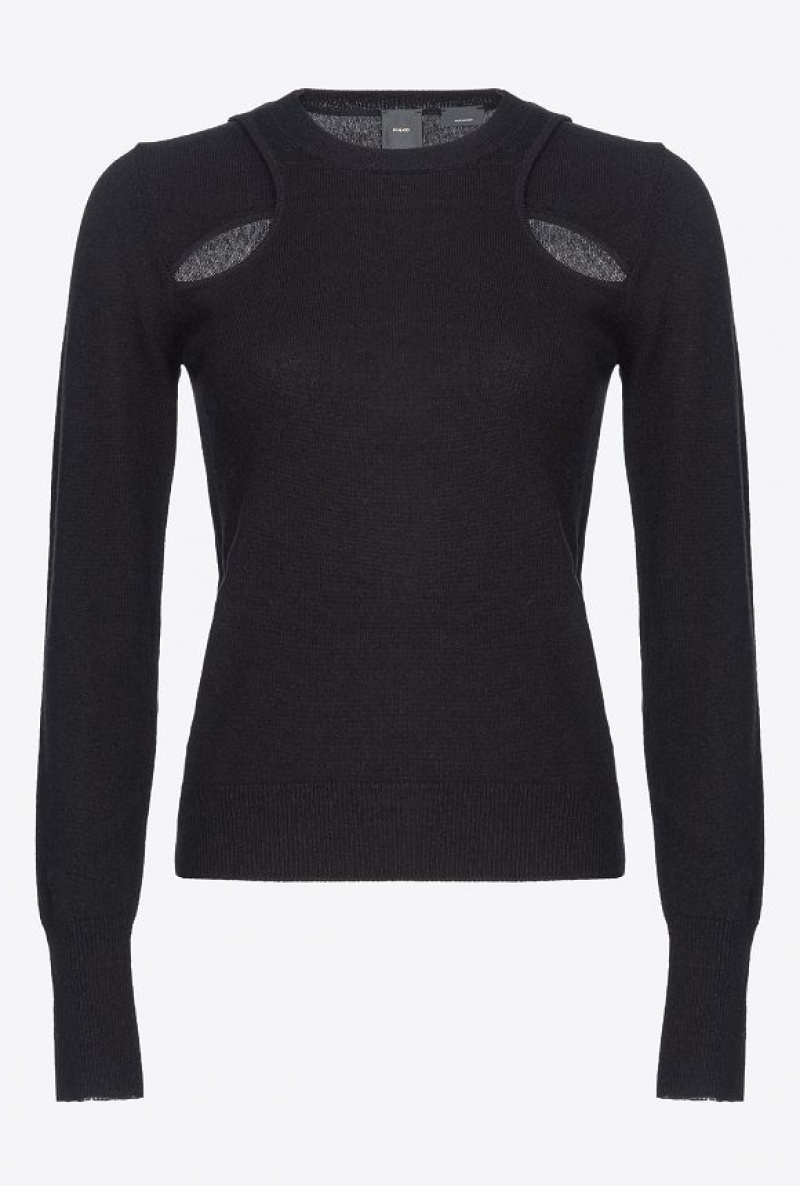 Pinko Cashmere Sweater With Cut-out LIMO BLACK | SN-PKO33559