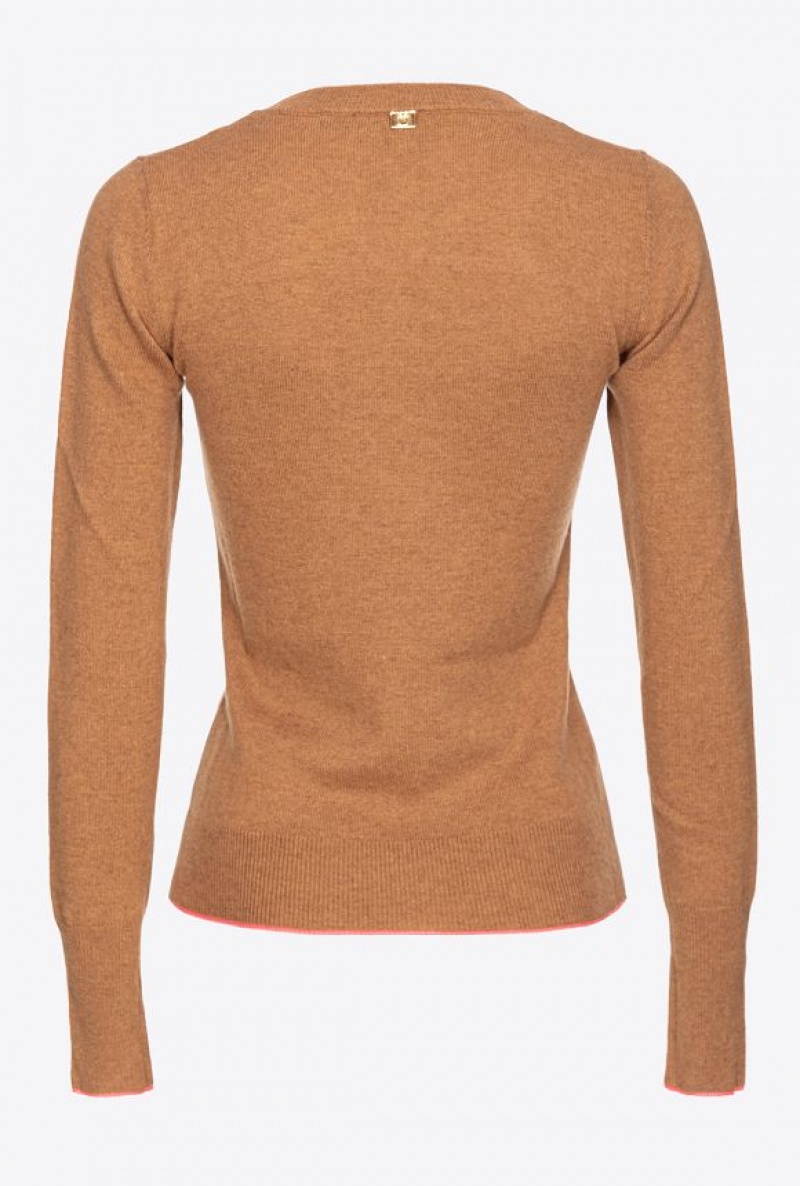 Pinko Cashmere Sweater With Cut-out TOBACCO BROWN | SN-PKO33532