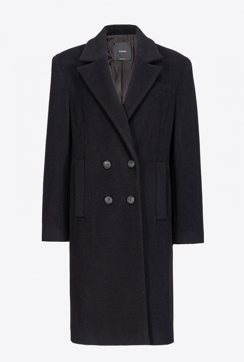 Pinko Cashmere-blend Cloth Coat LIMO BLACK | SN-PKO33624