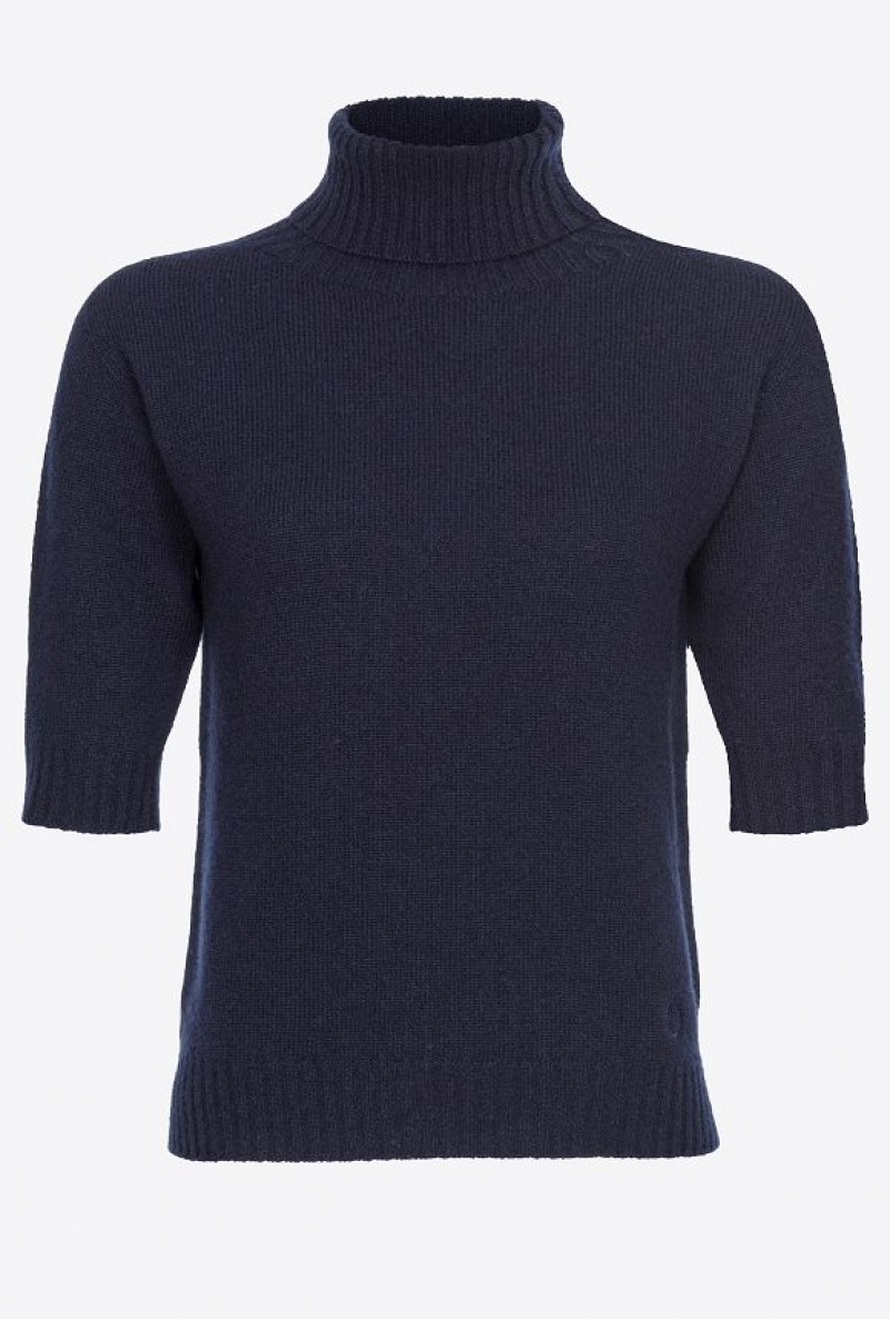 Pinko Cashmere-blend High-neck Sweater DARK NAVY BLUE | SN-PKO33466