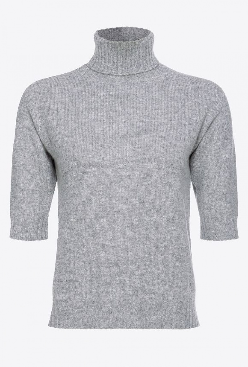 Pinko Cashmere-blend High-neck Sweater DRIZZLE GREY | SN-PKO33542