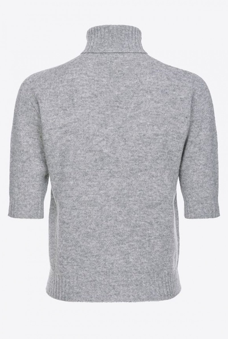 Pinko Cashmere-blend High-neck Sweater DRIZZLE GREY | SN-PKO33542