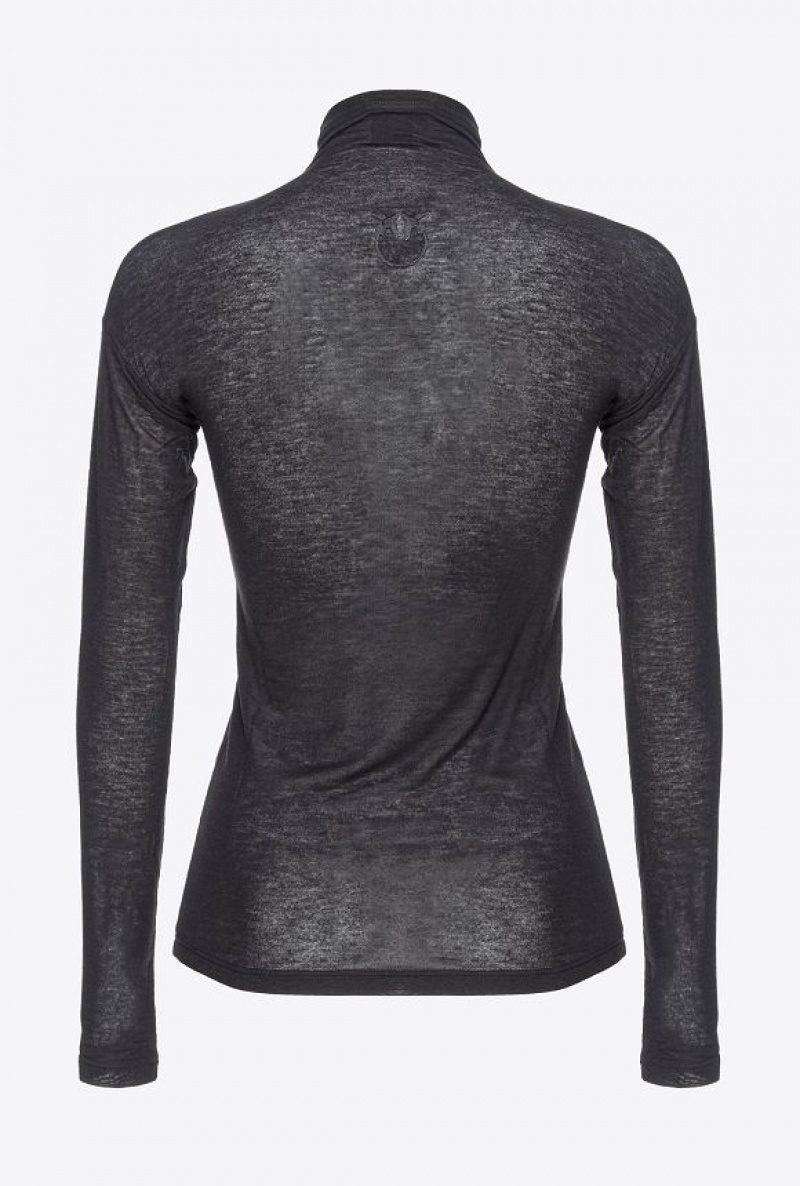 Pinko Cashmere-blend Sweater With Cut-out LIMO BLACK | SN-PKO33356