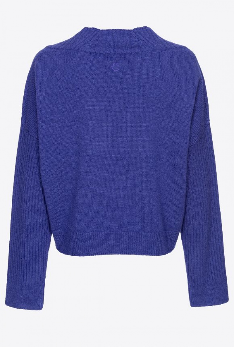 Pinko Cashmere-blend V-neck Pullover INTENSE WISTERIA | SN-PKO33414