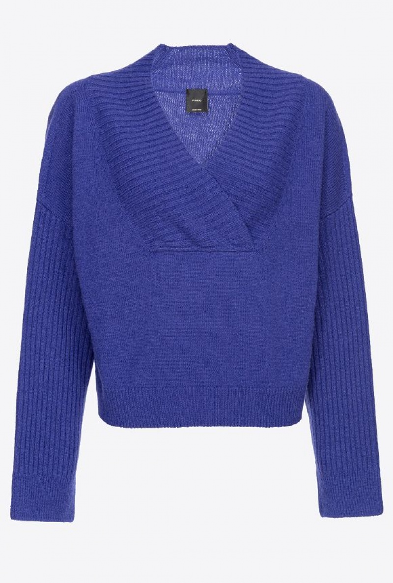 Pinko Cashmere-blend V-neck Pullover INTENSE WISTERIA | SN-PKO33414