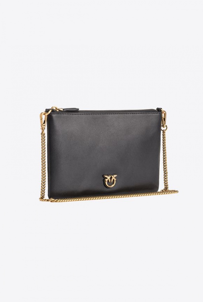 Pinko Classic Flat Love Bag Simply BLACK-ANTIQUE GOLD | SN-PKO32463