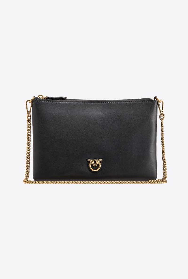 Pinko Classic Flat Love Bag Simply BLACK-ANTIQUE GOLD | SN-PKO34357