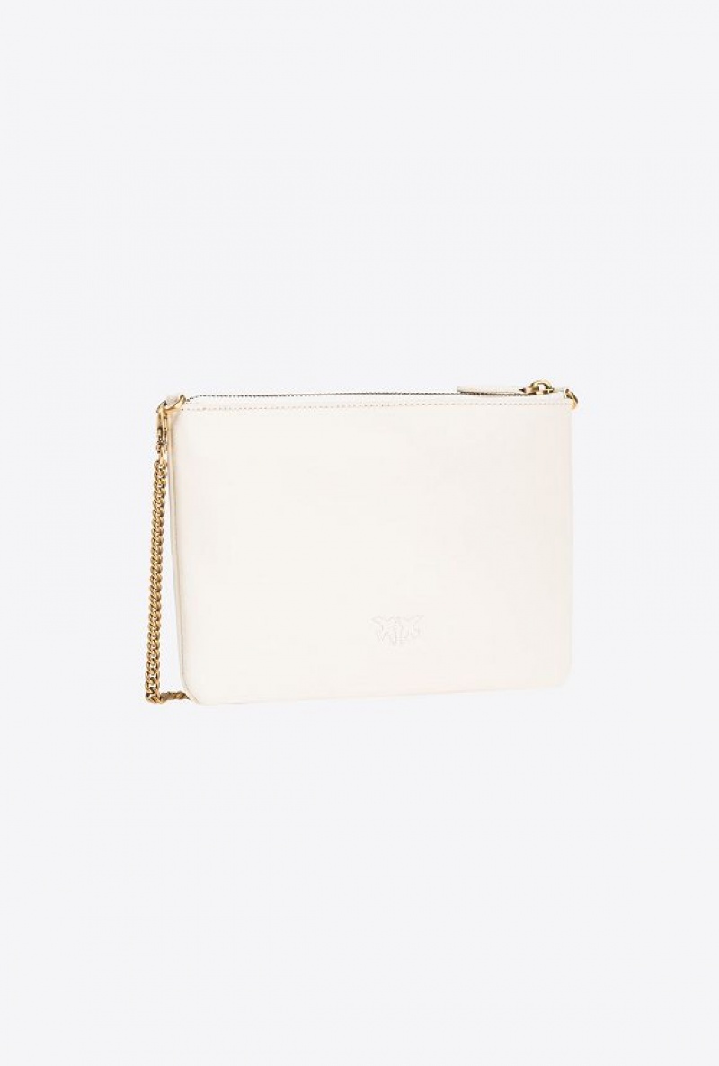 Pinko Classic Flat Love Bag Simply WHITE+WHITE-ANTIQUE GOLD | SN-PKO32392