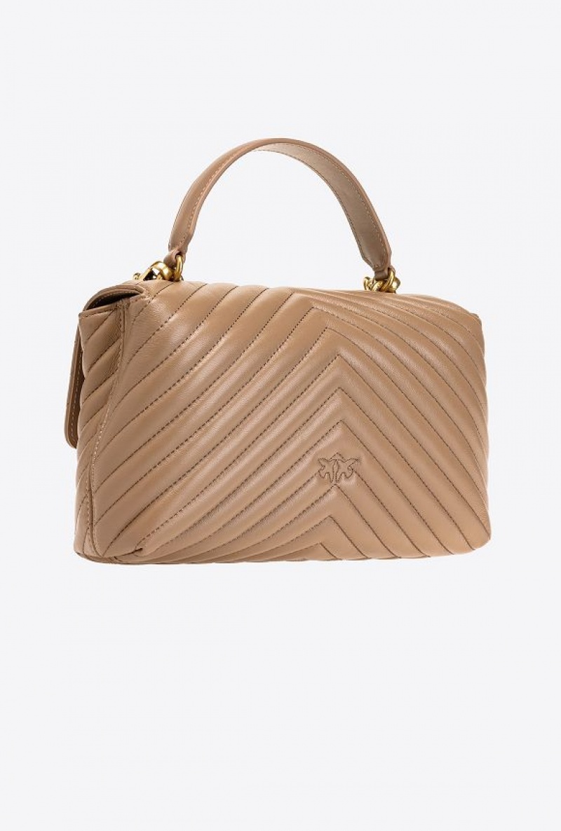 Pinko Classic Lady Love Bag Puff Chevron GINGER BISCUIT-ANTIQUE GOLD | SN-PKO32629