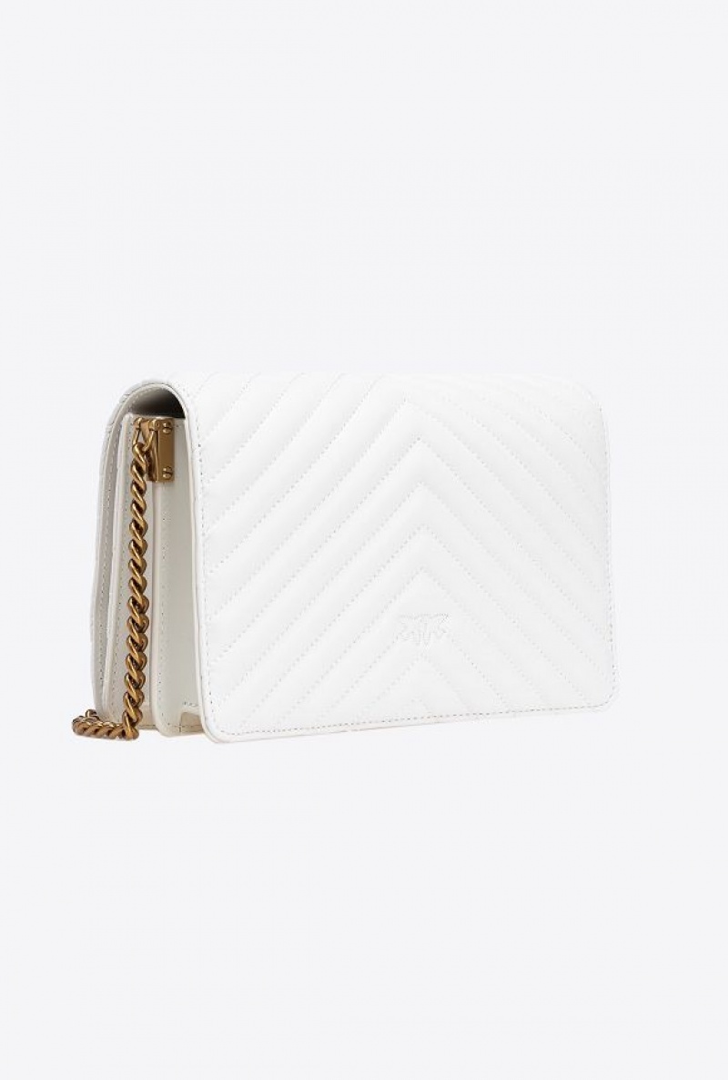 Pinko Classic Love Bag Click Chevron WHITE+WHITE-ANTIQUE GOLD | SN-PKO32499