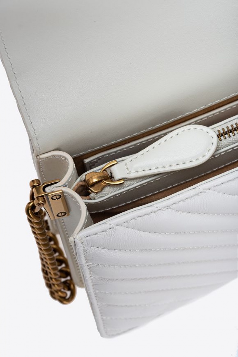 Pinko Classic Love Bag Click Chevron WHITE+WHITE-ANTIQUE GOLD | SN-PKO32880