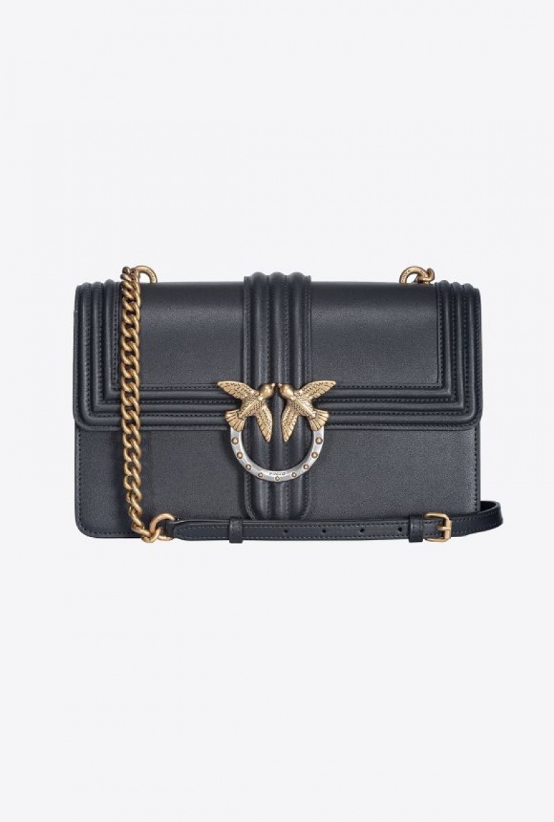 Pinko Classic Love Bag One With Piping BLACK-ANTIQUE GOLD | SN-PKO32553