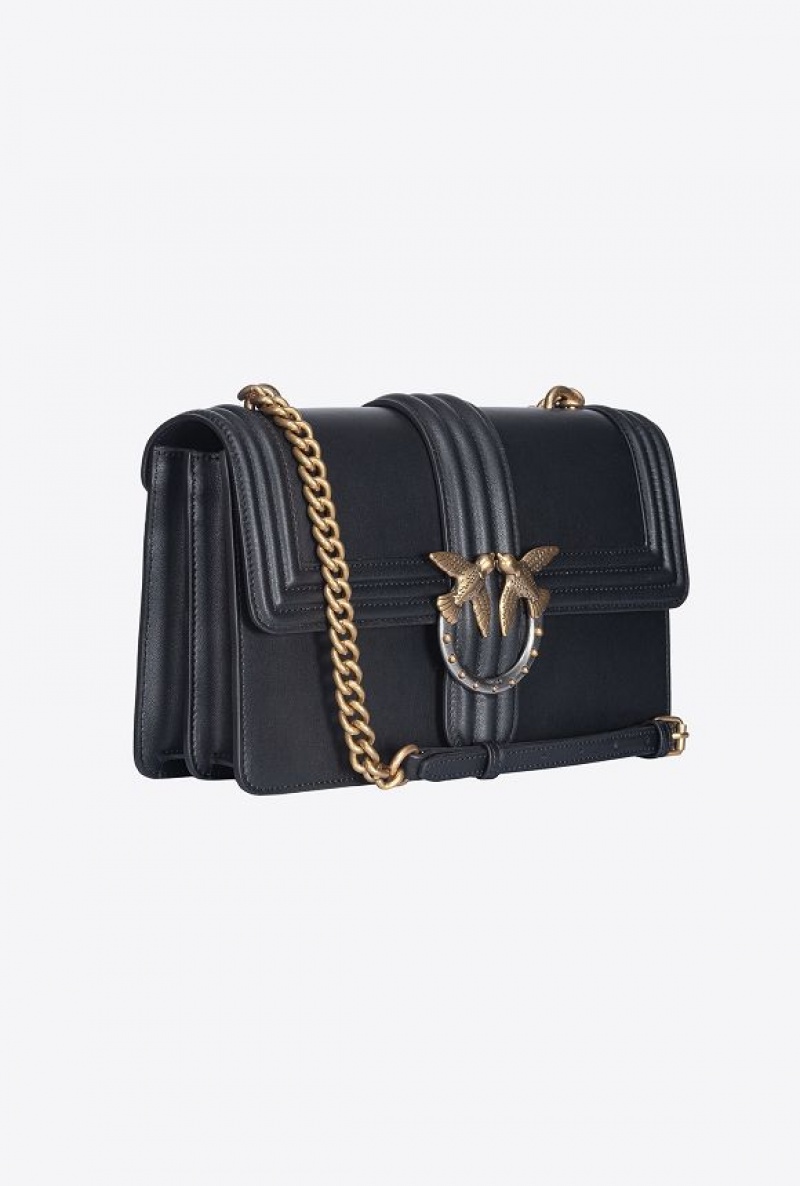 Pinko Classic Love Bag One With Piping BLACK-ANTIQUE GOLD | SN-PKO32830