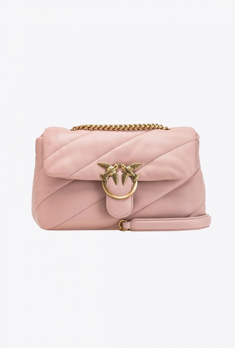 Pinko Classic Love Bag Puff Maxi Quilt PINK/DUSTY PINK-ANTIQUE GOLD | SN-PKO32589