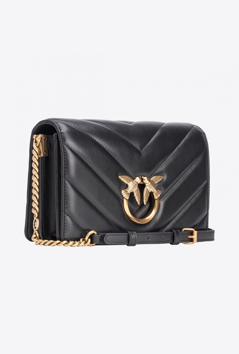 Pinko Classic Love Bag Click Big Chevron BLACK-ANTIQUE GOLD | SN-PKO32497