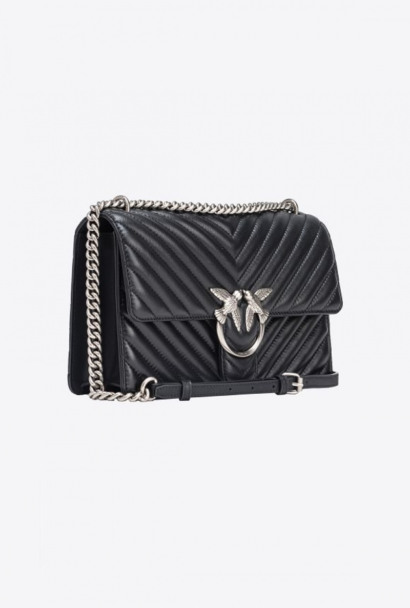 Pinko Classic Love Bag One Chevron BLACK-OLD SILVER | SN-PKO32503