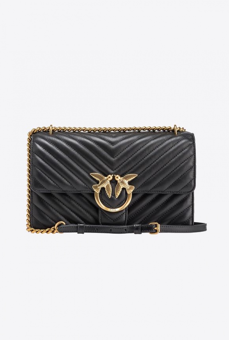 Pinko Classic Love Bag One Chevron BLACK-ANTIQUE GOLD | SN-PKO32608