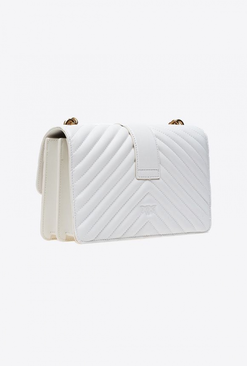 Pinko Classic Love Bag One Chevron WHITE+WHITE-ANTIQUE GOLD | SN-PKO32334