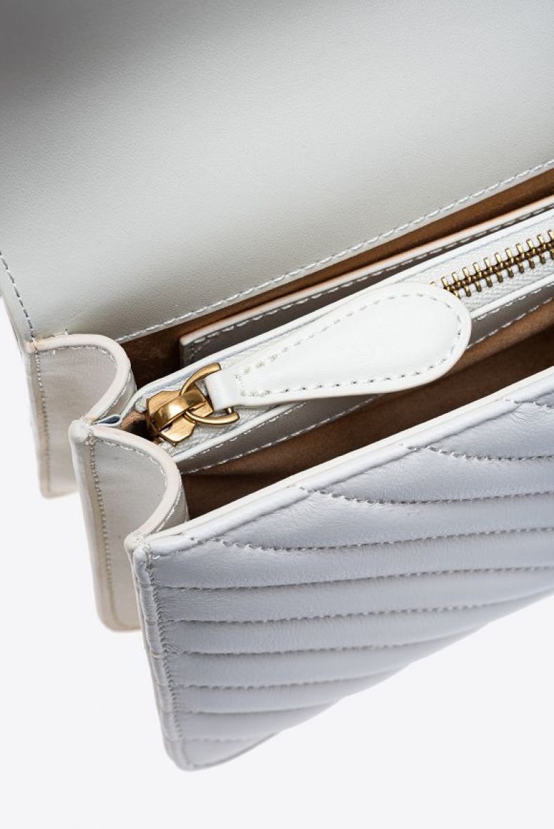 Pinko Classic Love Bag One Chevron WHITE+WHITE-ANTIQUE GOLD | SN-PKO32334