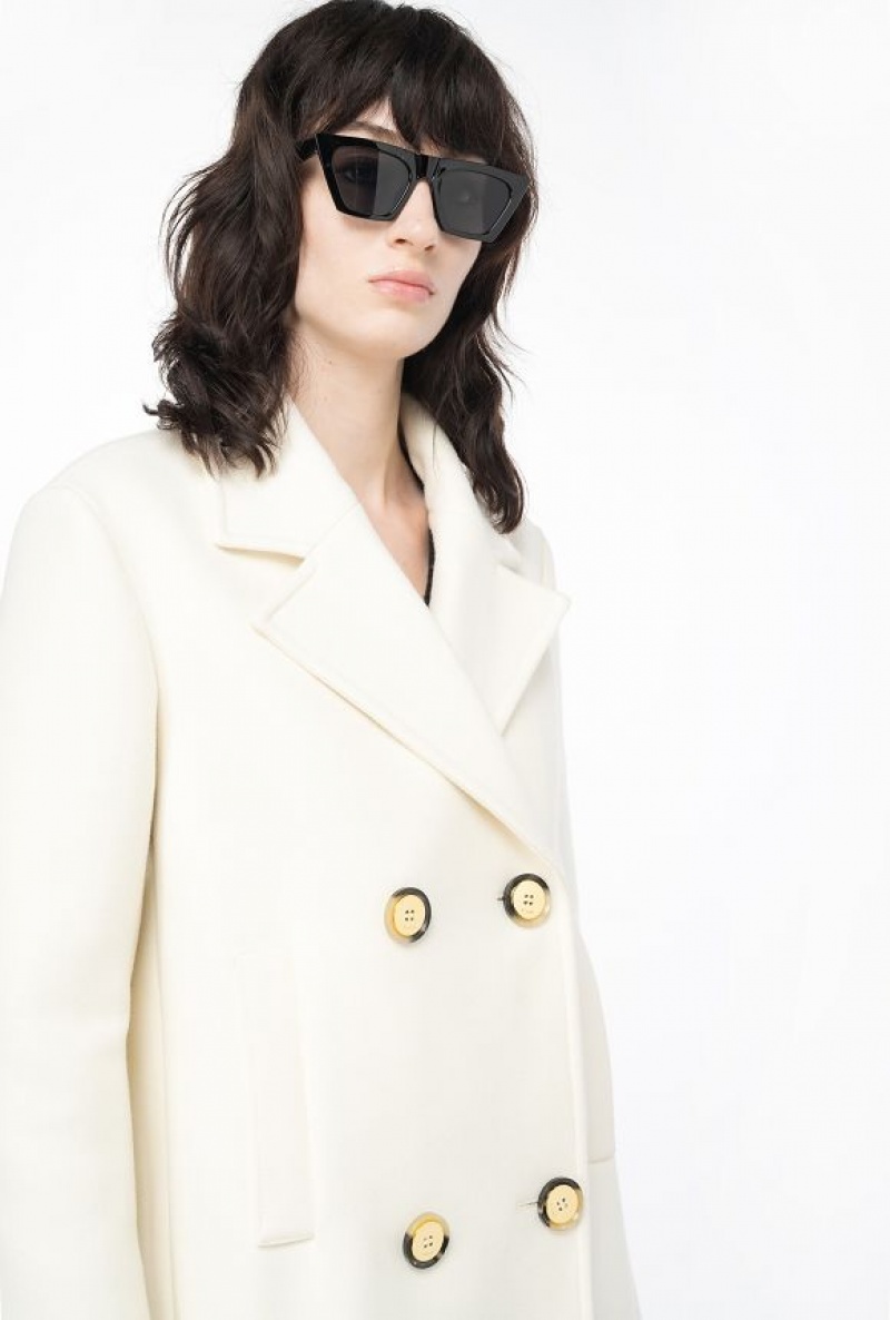 Pinko Cloth Pea Coat VANILLA ICE-CREAM WHITE | SN-PKO33664