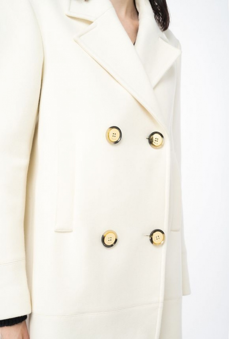 Pinko Cloth Pea Coat VANILLA ICE-CREAM WHITE | SN-PKO33664