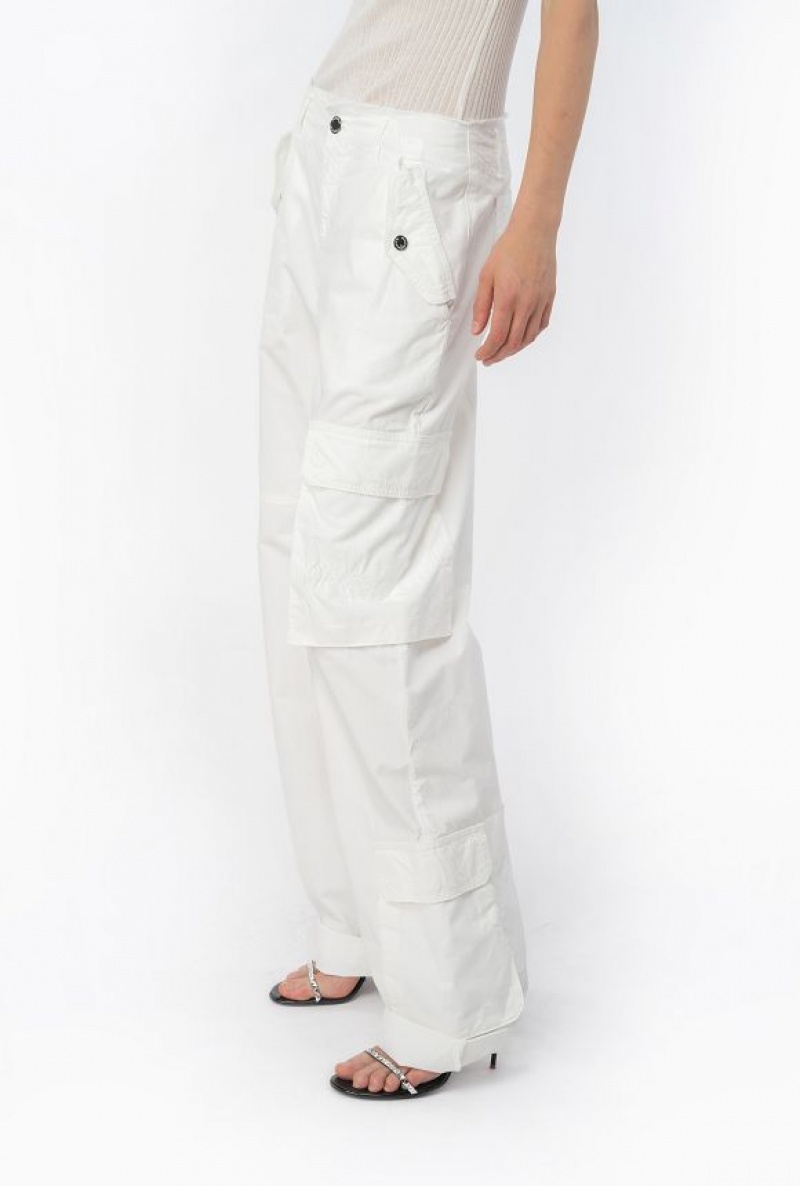 Pinko Coloured Cotton Cargo Trousers BRIGHT WHITE | SN-PKO33750