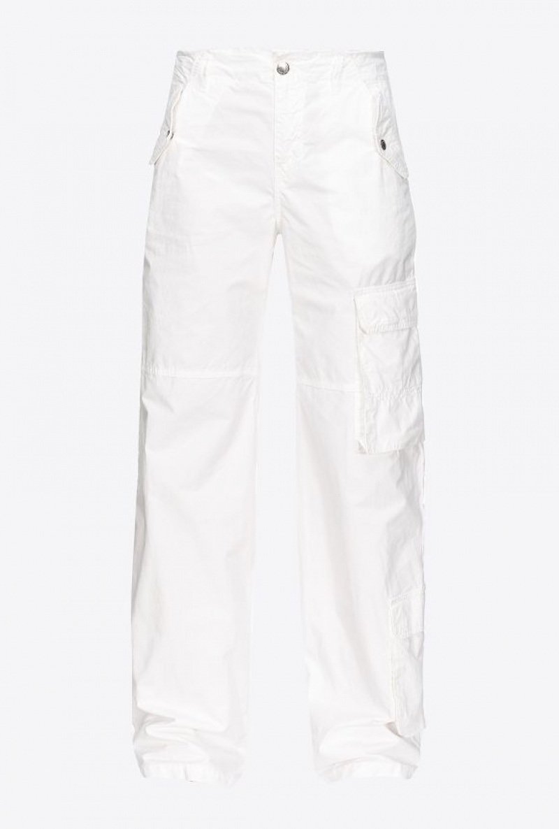 Pinko Coloured Cotton Cargo Trousers BRIGHT WHITE | SN-PKO33750