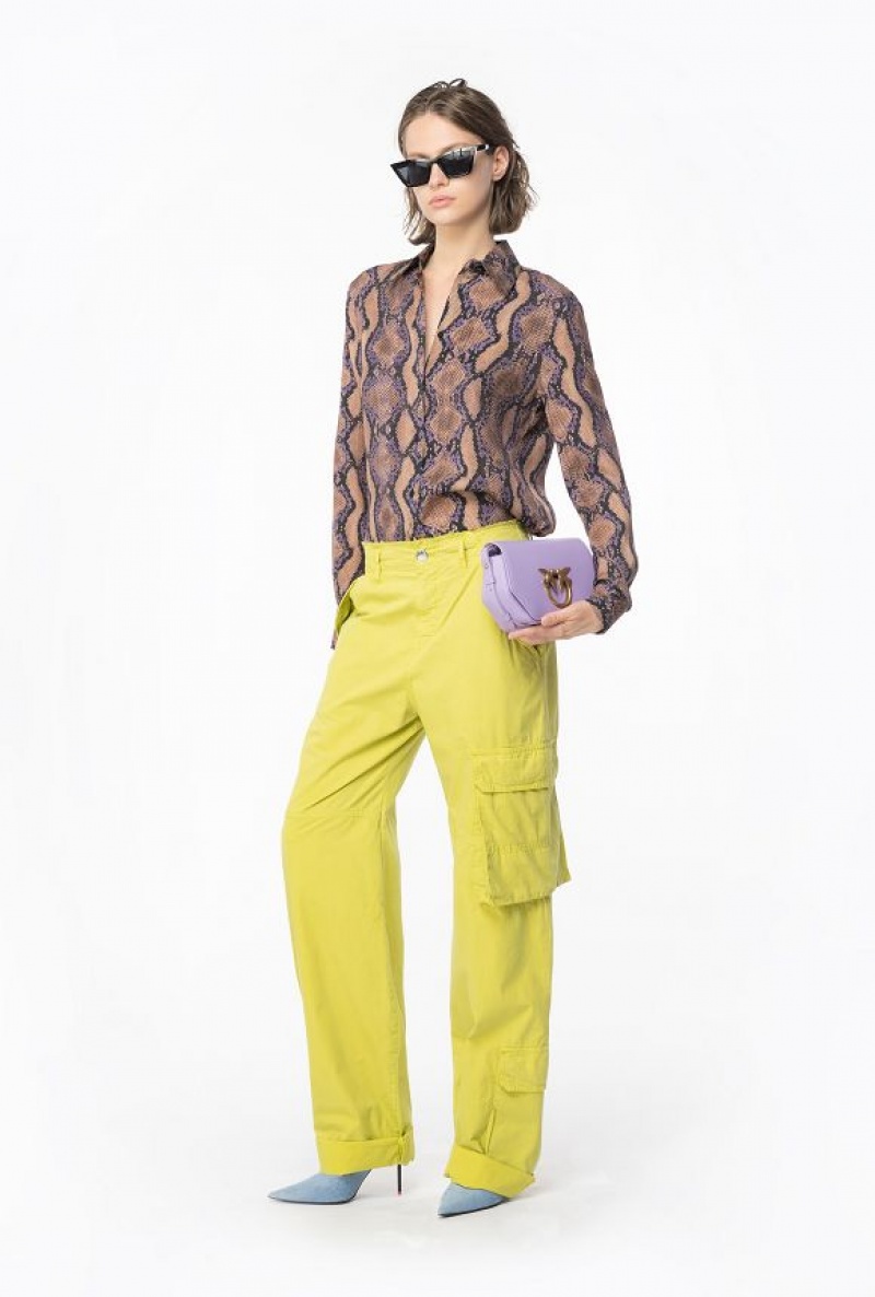 Pinko Coloured Cotton Cargo Trousers DARK CITRON | SN-PKO33749