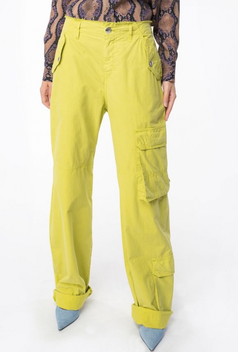 Pinko Coloured Cotton Cargo Trousers DARK CITRON | SN-PKO33749