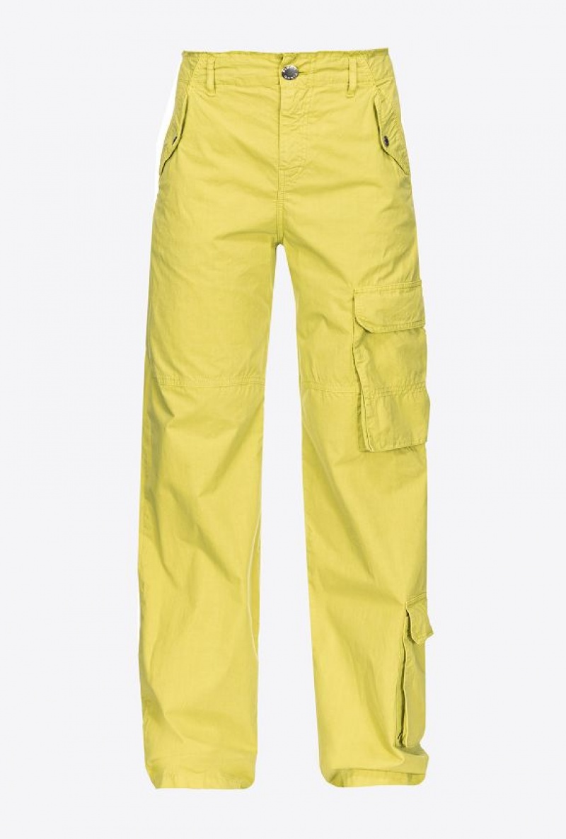 Pinko Coloured Cotton Cargo Trousers DARK CITRON | SN-PKO33749