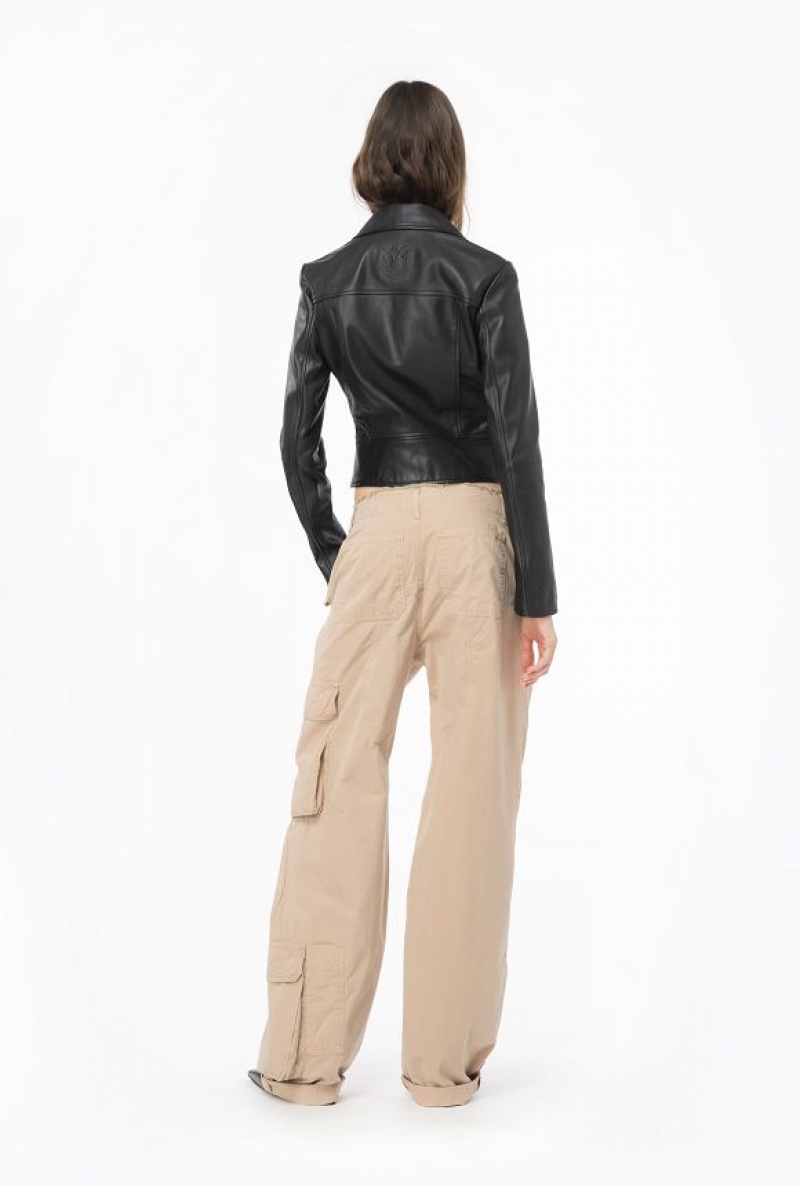 Pinko Coloured Cotton Cargo Trousers OYSTER GREY | SN-PKO33767