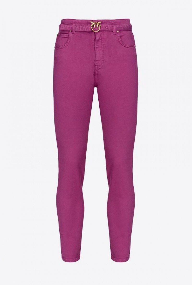 Pinko Coloured Stretch Bull Denim Skinny Jeans BOUGAINVILLEA PURPLE | SN-PKO34005