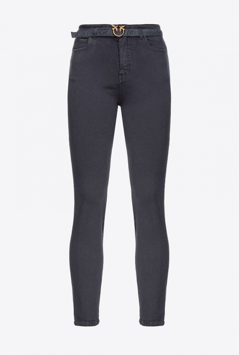 Pinko Coloured Stretch Bull Denim Skinny Jeans GREY - EBONY | SN-PKO34024